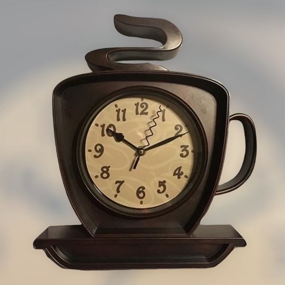 Coffee Cup Cappuccino Clock Battery Operated Wall Clock or Freestanding Brown - Picture 11 of 16